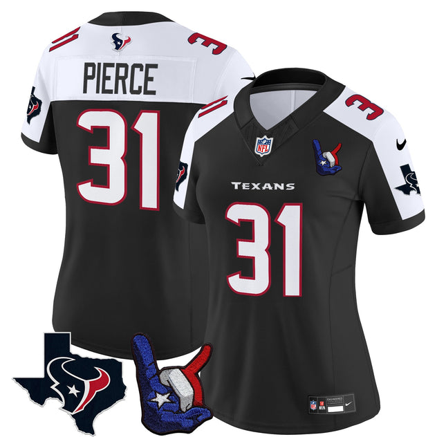 Women's Houston Texans Hand Sign Throwing Up The H Vapor Jersey - All Stitched