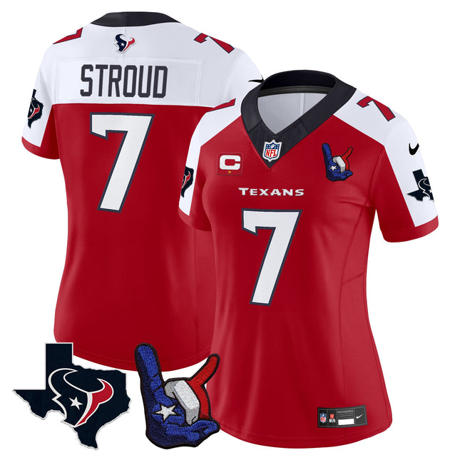 Women's Houston Texans Hand Sign Throwing Up The H Vapor Jersey - All Stitched