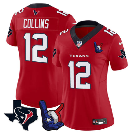 Women's Houston Texans Hand Sign Throwing Up The H Vapor Jersey - All Stitched
