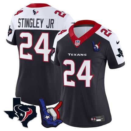Women's Houston Texans Hand Sign Throwing Up The H Vapor Jersey - All Stitched
