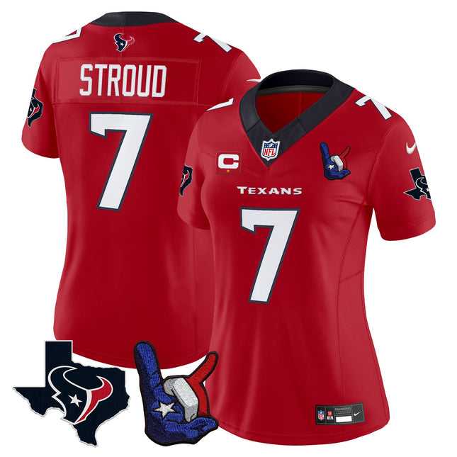 Women's Houston Texans Hand Sign Throwing Up The H Vapor Jersey - All Stitched