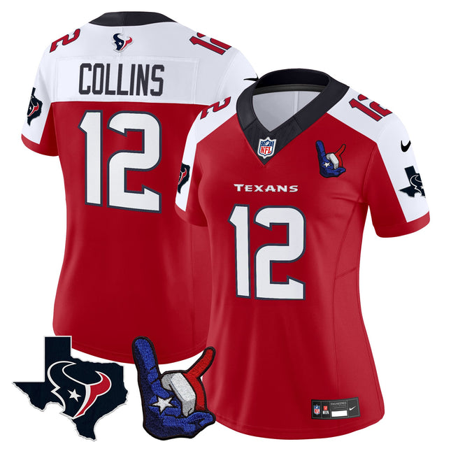 Women's Houston Texans Hand Sign Throwing Up The H Vapor Jersey - All Stitched