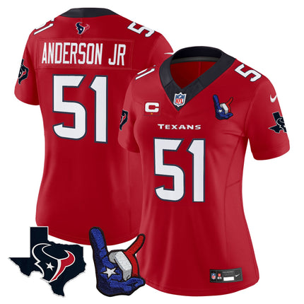 Women's Houston Texans Hand Sign Throwing Up The H Vapor Jersey - All Stitched