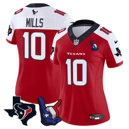 Women's Houston Texans Hand Sign Throwing Up The H Vapor Jersey - All Stitched