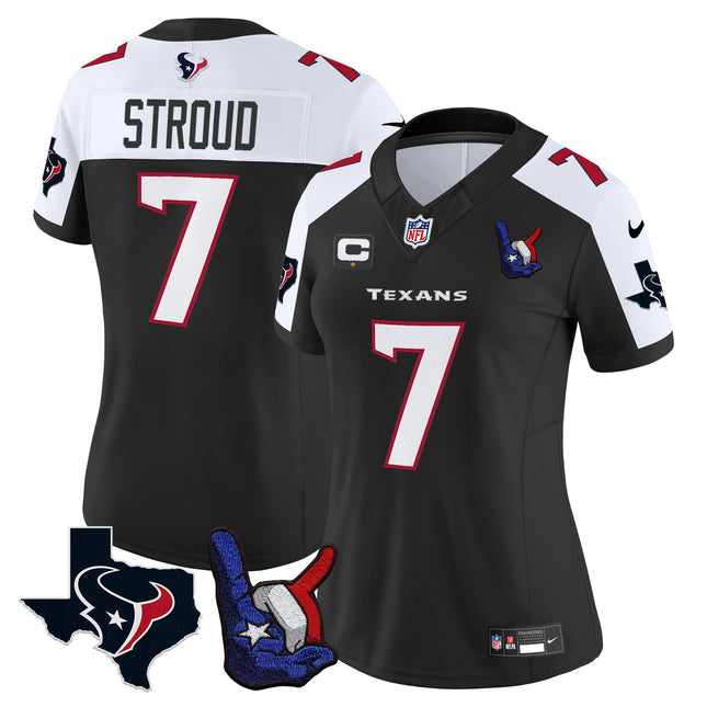 Women's Houston Texans Hand Sign Throwing Up The H Vapor Jersey - All Stitched