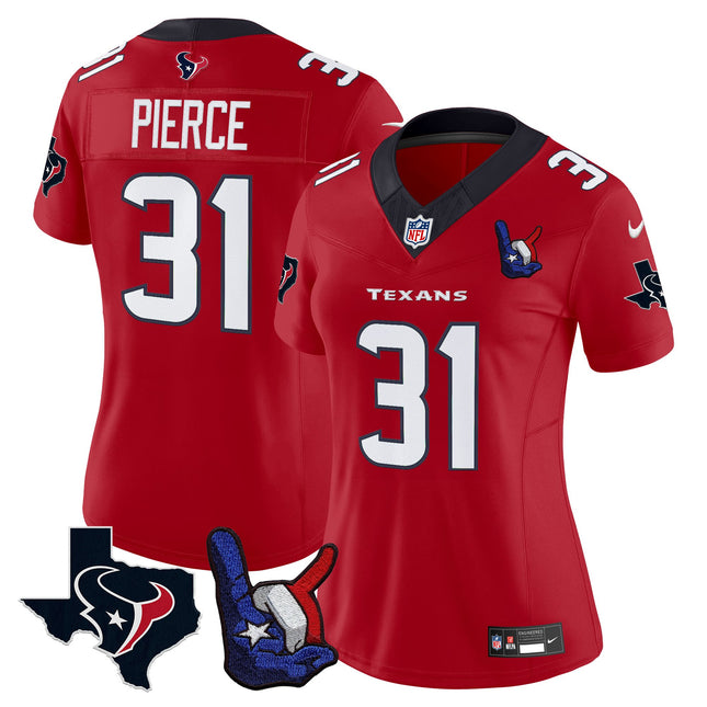 Women's Houston Texans Hand Sign Throwing Up The H Vapor Jersey - All Stitched