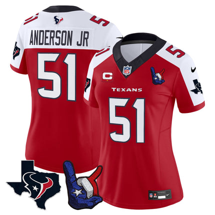 Women's Houston Texans Hand Sign Throwing Up The H Vapor Jersey - All Stitched