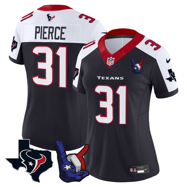 Women's Houston Texans Hand Sign Throwing Up The H Vapor Jersey - All Stitched
