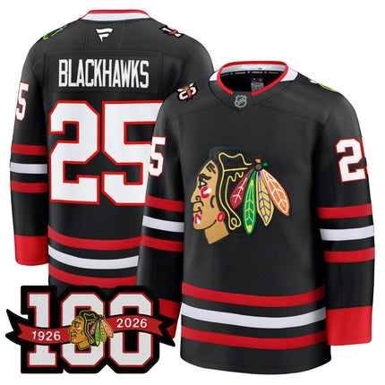 Men's Chicago Blackhawks 2025/26 Premium Jersey - 100th Anniversary Patch -All Stitched