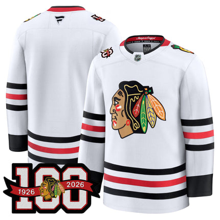 Men's Chicago Blackhawks 2025/26 Premium Jersey - 100th Anniversary Patch -All Stitched
