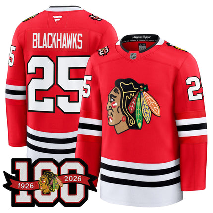 Men's Chicago Blackhawks 2025/26 Premium Jersey - 100th Anniversary Patch -All Stitched