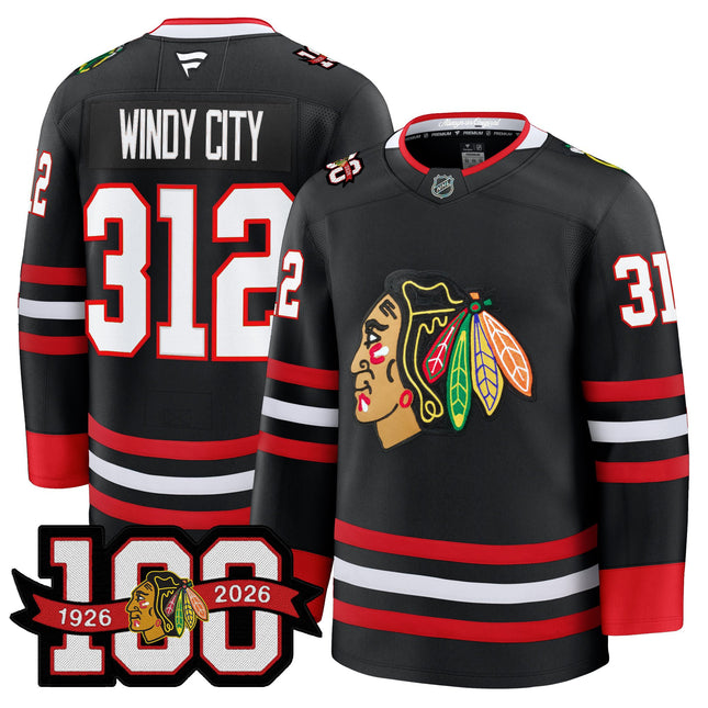 Men's Chicago Blackhawks 2025/26 Premium Jersey - 100th Anniversary Patch -All Stitched