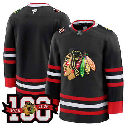 Men's Chicago Blackhawks 2025/26 Premium Jersey - 100th Anniversary Patch -All Stitched