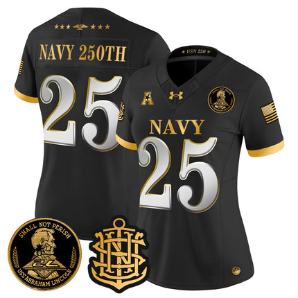 Women's Navy Midshipmen 250th Anniversary Gold Vapor Limited Jersey - All Stitched