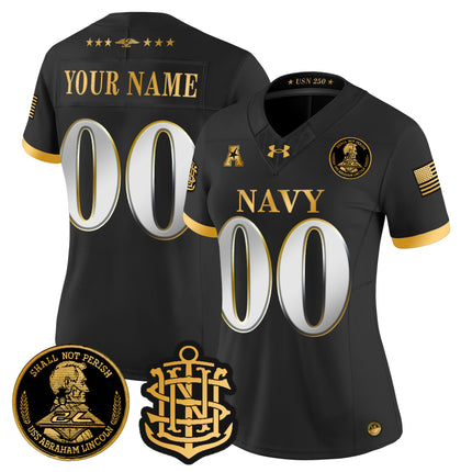 Navy Midshipmen 250th Anniversary Gold Vapor Limited Custom Jersey - All Stitched