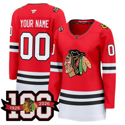 Chicago Blackhawks 2025/26 Premium Custom Jersey - 100th Anniversary Patch -All Stitched