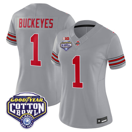 Women's Ohio State Buckeyes 'Heritage Stripe' Vapor Limited Jersey - 2025 Cotton Bowl Patch - All Stitched