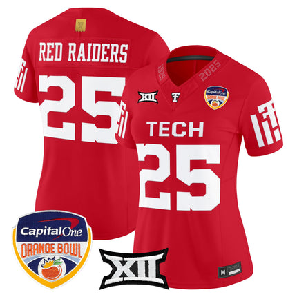 Women's Texas Tech Red Raiders 2025 Orange Bowl Vapor Limited Jersey - All Stitched