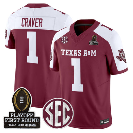 Men's Texas A&M Aggies 2025 Playoff First Round Vapor Limited Jersey - All Stitched
