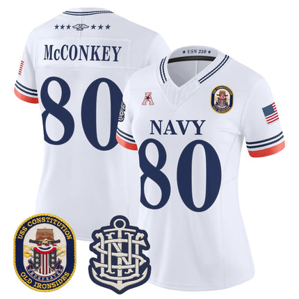 Women's Navy Midshipmen 250th Anniversary Vapor Limited Jersey - USS Constitution Patch - Stitched