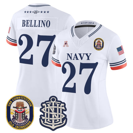 Women's Navy Midshipmen 250th Anniversary Vapor Limited Jersey - USS Constitution Patch - Stitched