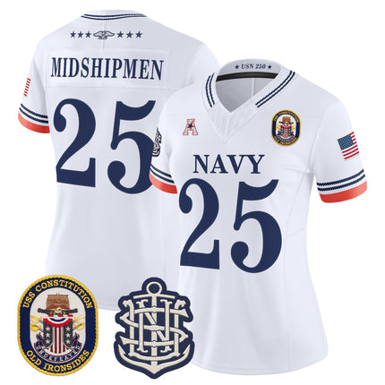 Women's Navy Midshipmen 250th Anniversary Vapor Limited Jersey - USS Constitution Patch - Stitched