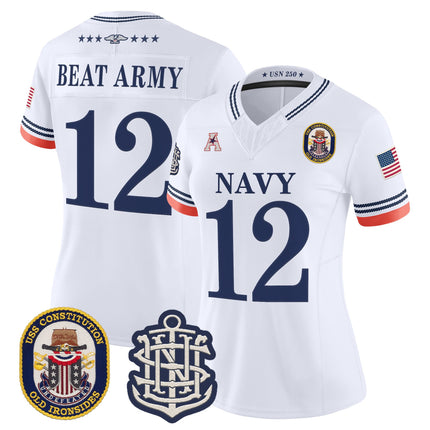 Women's Navy Midshipmen 250th Anniversary Vapor Limited Jersey - USS Constitution Patch - Stitched