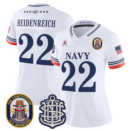 Women's Navy Midshipmen 250th Anniversary Vapor Limited Jersey - USS Constitution Patch - Stitched