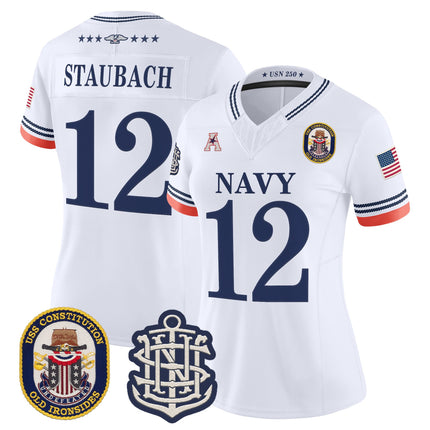 Women's Navy Midshipmen 250th Anniversary Vapor Limited Jersey - USS Constitution Patch - Stitched