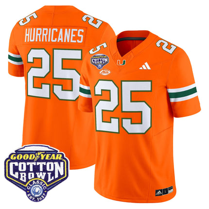 Men's Miami Hurricanes 2025 Cotton Bowl Vapor Limited Jersey - All Stitched