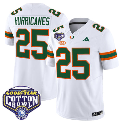 Men's Miami Hurricanes 2025 Cotton Bowl Vapor Limited Jersey - All Stitched