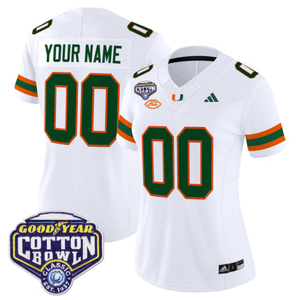 Miami Hurricanes 2025 Cotton Bowl Vapor Limited Custom Jersey - All Stitched