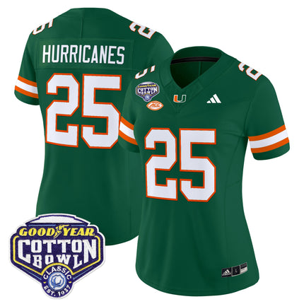 Women's Miami Hurricanes 2025 Cotton Bowl Vapor Limited Jersey - All Stitched