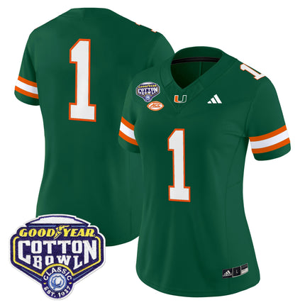 Women's Miami Hurricanes 2025 Cotton Bowl Vapor Limited Jersey - All Stitched