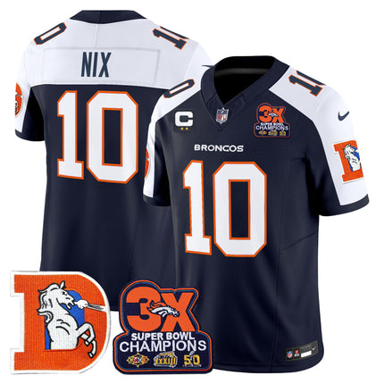 Men's Denver Broncos Throwback Vapor Limited Jersey - 3-Time Champions Patch - All Stitched