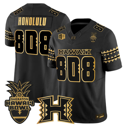 Men's Hawai'i Rainbow Warriors 2025 Hawai'i Bowl Gold Vapor Limited Jersey - All Stitched