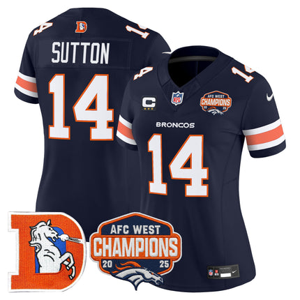 Women's Denver Broncos Throwback Vapor Limited Jersey - 2025 AFC West Division Champions Patch - All Stitched