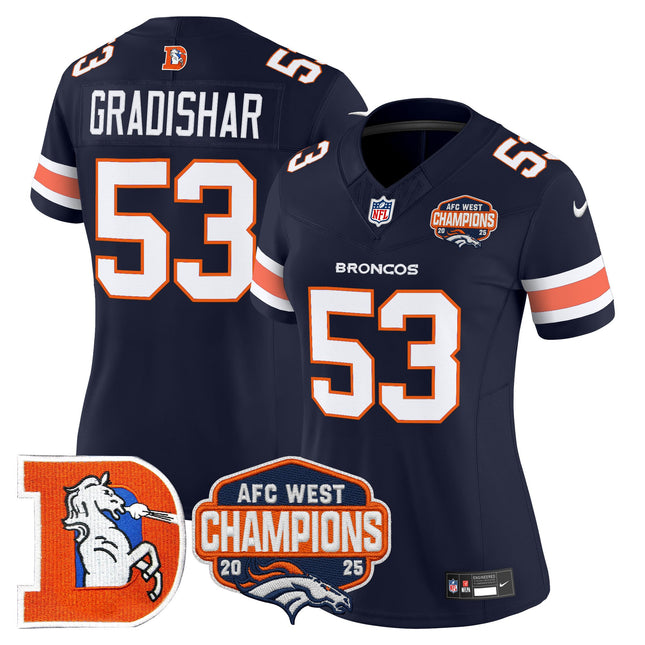 Women's Denver Broncos Throwback Vapor Limited Jersey - 2025 AFC West Division Champions Patch - All Stitched