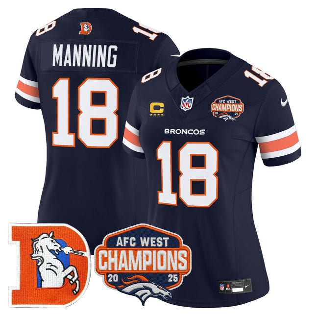 Women's Denver Broncos Throwback Vapor Limited Jersey - 2025 AFC West Division Champions Patch - All Stitched