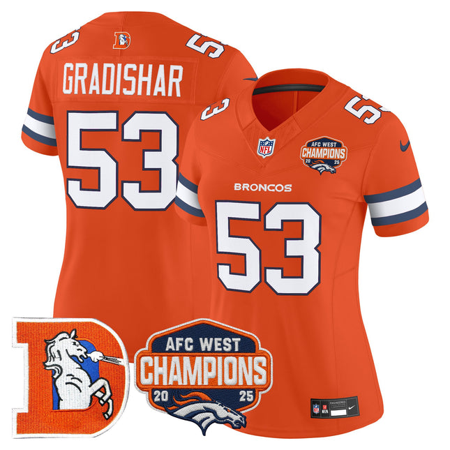 Women's Denver Broncos Throwback Vapor Limited Jersey - 2025 AFC West Division Champions Patch - All Stitched