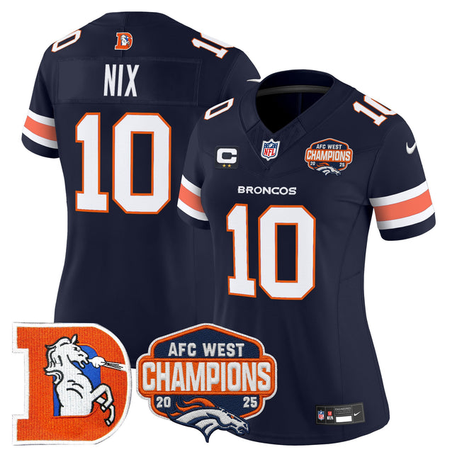 Women's Denver Broncos Throwback Vapor Limited Jersey - 2025 AFC West Division Champions Patch - All Stitched