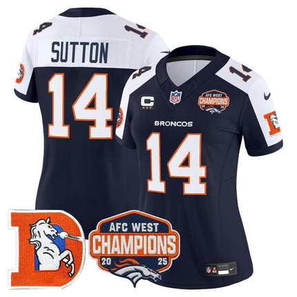 Women's Denver Broncos Throwback Vapor Limited Jersey - 2025 AFC West Division Champions Patch - All Stitched