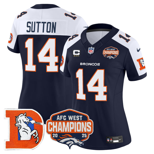 Women's Denver Broncos Throwback Vapor Limited Jersey - 2025 AFC West Division Champions Patch - All Stitched