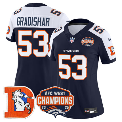 Women's Denver Broncos Throwback Vapor Limited Jersey - 2025 AFC West Division Champions Patch - All Stitched
