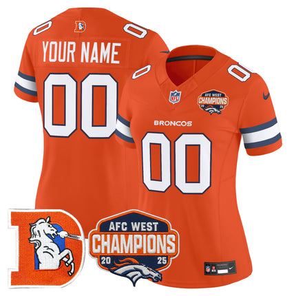 Denver Broncos Throwback Vapor Limited Custom Jersey - 2025 AFC West Division Champions Patch - All Stitched
