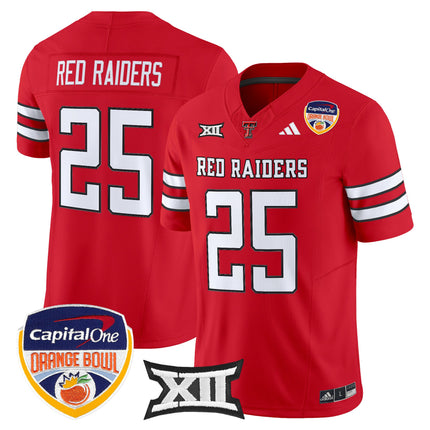 Men's Texas Tech Red Raiders 2025 Orange Bowl Vapor Limited Jersey V2 - All Stitched