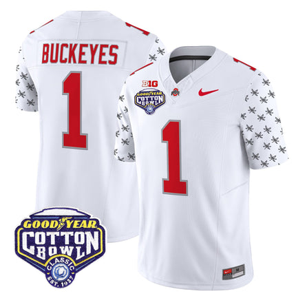 Men's Ohio State Buckeyes 2025 Cotton Bowl Patch Vapor Limited Jersey - All Stitched