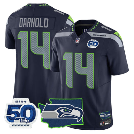 Men's Seattle Seahawks 50th Anniversary Patch Vapor Limited Jersey - All Stitched