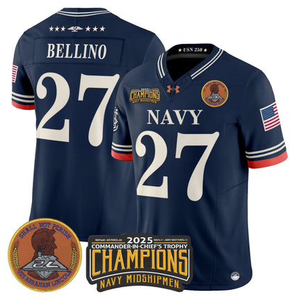 Men's Navy Midshipmen 250th Anniversary Vapor Limited Jersey - 2025 Commander-In-Chief's Trophy Champions Patch - Stitched