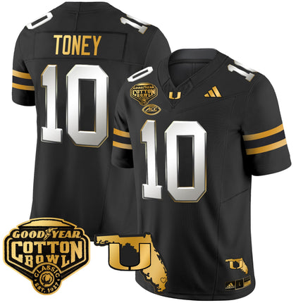 Men's Miami Hurricanes 2025/26 Cotton Bowl & Florida Patch Gold Vapor Limited Jersey - All Stitched